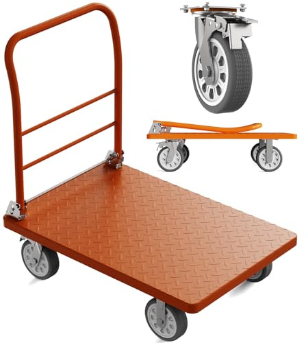 Robuster Plattformwagen, Flachbettwagen, zusammenklappbar, 1000 kg, mit 15,2 cm Lenkrollen, zusammenklappbar für einfache Lagerung (91,4 x 61 cm)
