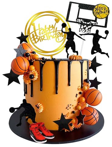 17 PCS Basketball Cake Toppers Basketball Star Themed Cake Decorations for Boy Cake Topper Sport Cake Party Decorations Sports Party Supplies (1)