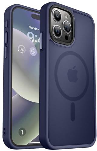 MOCCA Strong Magnetic for iPhone 15 Pro Max Case, [Compatible with Magsafe][13FT Military Drop Protection] Slim Translucent Matte Shockproof Case for iPhone 15 ProMax Case 6.7'', Deep Blue