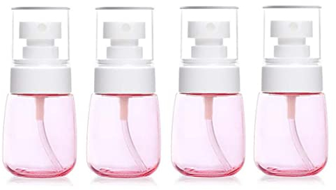 SamHeng 30ML Mini Fine Mist Spray Bottles, 4 Pcs Refillable Sprayer Leakproof Travel Clear Container, Small Empty Plastic Atomiser Spritzer for Liquids Cosmetic Skincare Lotion Perfumes (Pink)