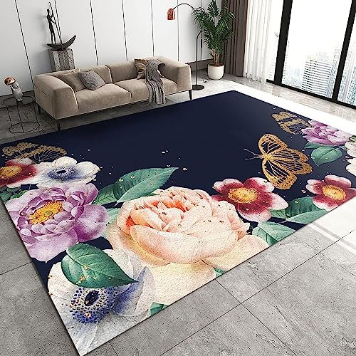 Einfache Pflanzenfarbene Rosen 3D Gedruckter Teppich Rutschfester Teppich Für Wohnzimmer Schlafzimmer Bodenmatte Outdoor-Teppich Geburtstagsgeschenk 23,6 X 35,4 Zoll - Leicht Zu Reinigen -4S7I+H7J