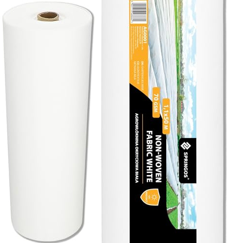 SPRINGOS Telo protettivo in tessuto non tessuto per giardino, bianco, 3,2 x 50 m, 70 g/m²