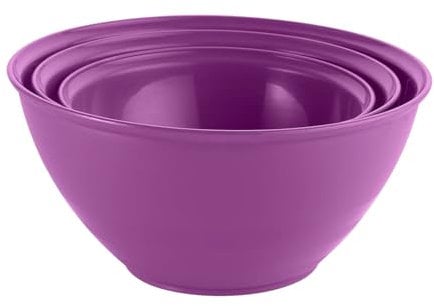 URBN-CHEF Durable Plastic Colourful Kitchen Mixing Salad Bowls Microwave & Dishwasher Safe (Purple, 2.2L)