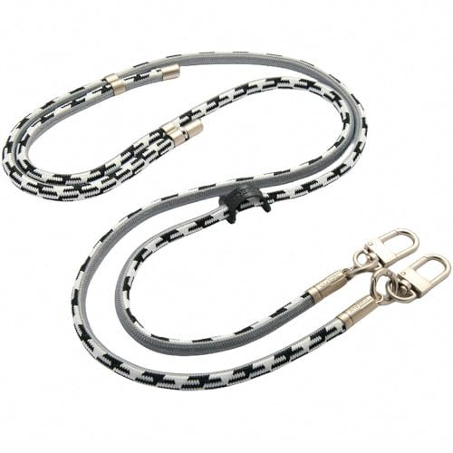 TOHERVIE Thick Rope Cell Phone Lanyard Crossbody, Universal Adjustable Lanyard for Phones Neck Shoulder Strap with Patch, Black, White & Gray, 63inch