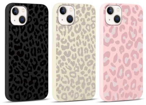 Yoedge 3 Pezzi Cover per iPhone 13 Mini 5,4, Ultra Sottile Leggero Morbida Silicone TPU Custodia Antiurto Antigraffio Protettiva Case con Stampa Leopardata Disegni per Donne per iPhone 13 Mini