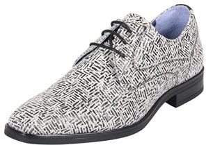 BULLBOXER Herren Anzugschuhe – Formale Oxfords in Leder – Klassischer Herren Schnürhalbschuhe – Business Schnürschuhe in Größe 42 - Schwarz-Weiß