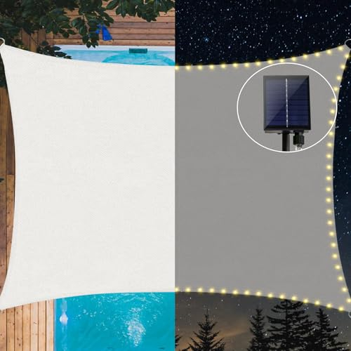 MeetYr Life LED-Sonnensegel, rechteckig, strapazierfähig, durchlässig, für Außenbereich, Terrasse, Garten, Hinterhof, 3 x 33 m, Weiß