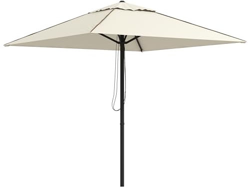 Outsunny 2M Garden Parasol Umbrella with Vent, Sun Shade Canopy with 4 Ribs, Piping Side, Umbrella for Garden Table, Balcony and Outdoor, Beige