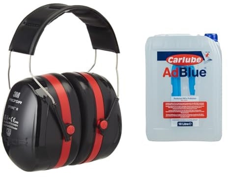 3M PELTOR Optime III Ear Defenders Adults – Protective Earmuffs with Headband & Carlube AdBlue with Integrated Easy Pour Spout - 10L