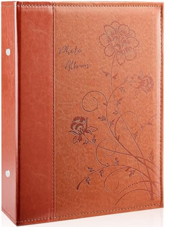 Miaikoe Fotoalbum 10x15 300 Fotos Slip in, große Kapazität Leder Cover Bilderalben hält 300 horizontale 10x15cm Landschaftsfotos für Hochzeit Familie (Braun)