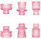Toptime Lot de 6 bougeoirs en verre à rayures fines réversibles et coniques en cristal rose pour mariage, dîner, fête, festival