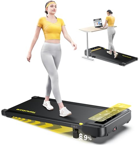 Tapis Roulant Elettrico con Inclinazione, 1-10 km/h Tapis Roulant Salvaspazio con Pendenza, 2 in 1 Walking Pad, App e Telecomando, Display a LED, Nessuna installazione, Garanzia e Assistenza
