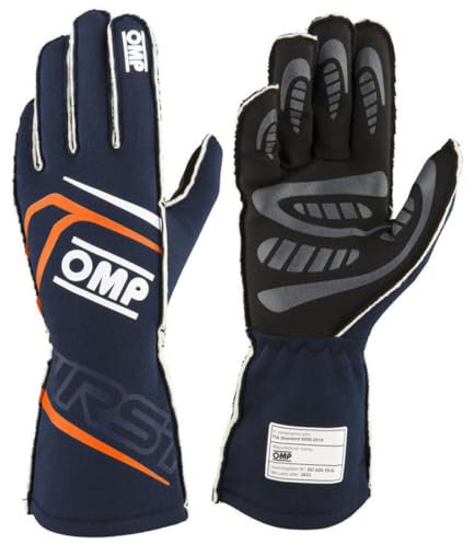 Omp Racing Handschuhe FIA 8856-2018, Marineblau/Neonorange, Größe XL