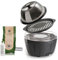 Classe Italy | Barbecue senza Fumo a Carbonella con Coperchio e Griglia in Ghisa. Da Balcone, Portatile. Include Batteria Ricaricabile, Carbone e Gel per accensione. PRO Nero Antracite