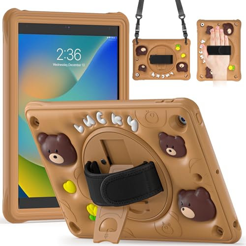 Gerutek Hülle für iPad 9. /8. /7. Generation 10,2 Zoll 2021/2020/2019,Braun-A