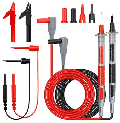 Puntale Multimetro, 8 Pezzi Kit Puntali Multimetro, Puntali Tester per Multimetro, Puntali Da Test per Multimetro, Pinze a Coccodrillo, Sonda Di Prova E Stantuffo Mini-Anci, Multimeter Test Leads Kit