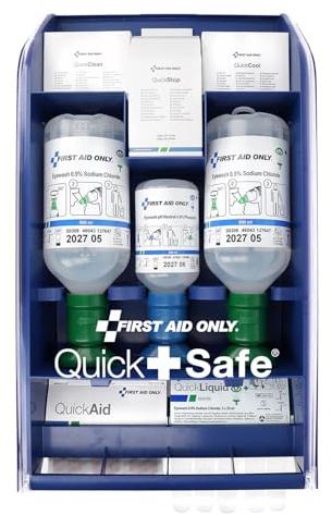 First Aid Only QuickSafe Complete Erste-Hilfe-Station | Notfallstation für Augen-, Wund-, Brand- und Schnittverletzungen | hygienisch, staubgeschützt, einfach zu befüllen | P-44027 00
