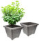 GarPet 2X Pflanzkübel Rechteckig Pflanzkübel Groß Außen Blumenkübel Outdoor Pflanztopf Pflanzkasten Blumentopf Wasserspeicher 35 cm Anthrazit