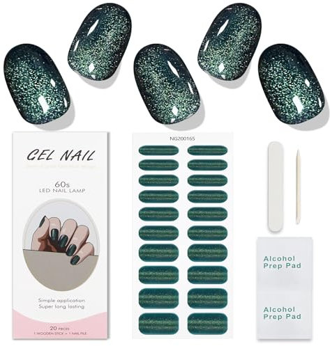 JMEOWIO Nagelfolie Katzenauge Dunkelgrün Weihnachten Gel Nail Nagelfolien Selbstklebend Nail Sticker Uv Härtend Dekoration Nageldesign Zubehör