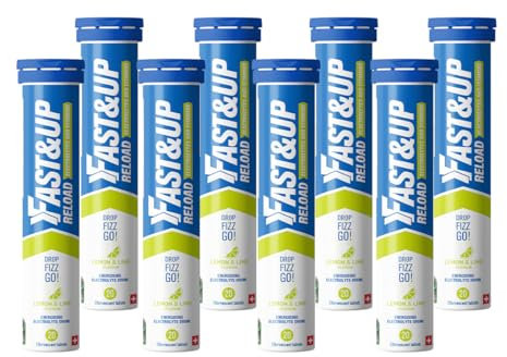 Fast&Up Reload Megapack – 160 Effervescent Tablets – Lemon & Lime – Instant Electrolytes for Rapid Hydration & Energy - Added Vitamin C & B12 for Performance, Wellbeing, Travel & Recovery – Vegan