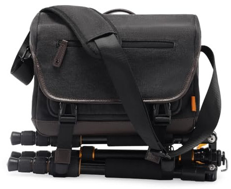 Cwatcun Camera Bag Shoulder Camera Bag for Photographer Canvas Water Resistant DSLR Single Camera Bag Compatible with Sony Nikon(S)