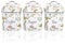 VQ Laura Ashley Tea Coffee and Sugar Canisters Set of 3 Stainless Steel Tea Sugar and Coffee Containers Set with Removable Lids - Printed Storage Jars & Kitchen Canisters - Elveden White