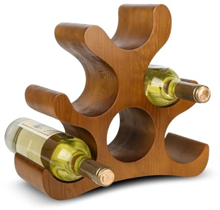 TRUDING Countertop Wine Rack - 6 Bottle Wooden Wine Rack - Freestanding Wine Bottle Holder Stand - Wine Storage Rack for Cabinet Pantry Bar Kitchen (Brown)
