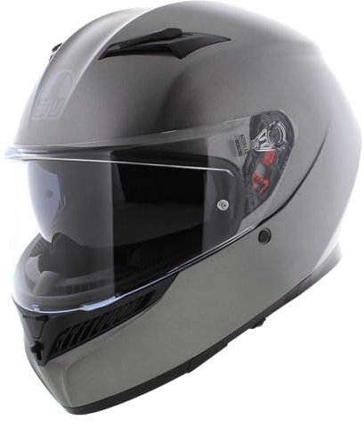 AGV - K3 E2206 MPLK, Casco Moto Integrale ECE con Spoiler e Visiera Antigraffio Anti UV, con Predisposizione Interfono, Mono Matt Luna Grey, Unisex, XXL
