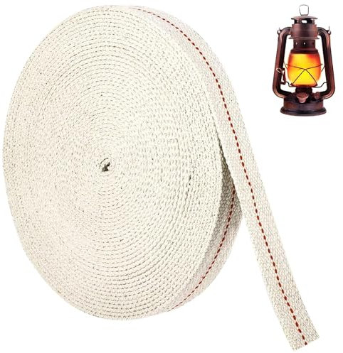 CANCYCC Docht für Öllampen, 1.2cm x 10m Lampendocht, Ersatzdocht, Baumwolle Docht, Flachdocht, Docht für Sturmlaterne, Gartenfackel Ersatzdocht, Geeignet für Petroleumlampe und Öllampen DIY