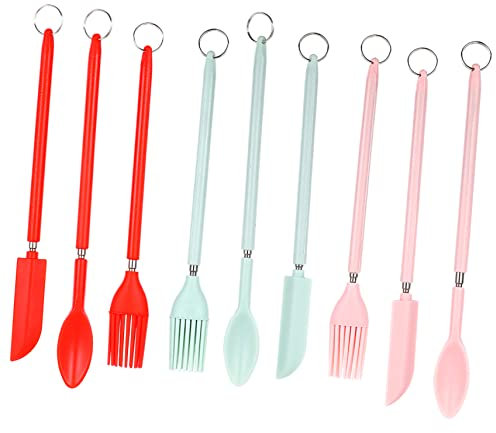 Ipetboom 9stücke Silikon Teleskop Spatel Schöpflorenz Löffel Für Küche Haushalt Kochen Mit Aufhängelöchern Leicht Zu Reinigen Wiederverwendbar Flexibel Einsetzbar