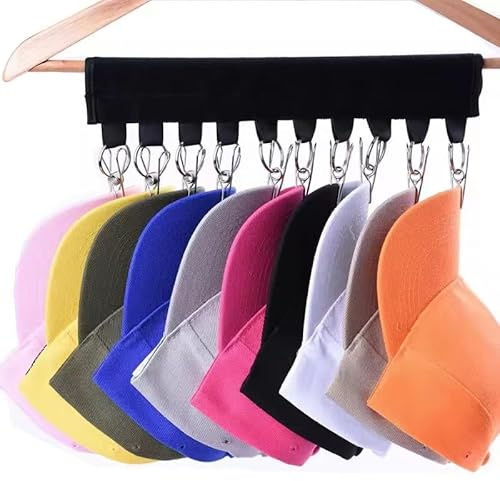 NOASUNG Hut-Organizer-Halter für Kleiderbügel und Wandschrank, 1 Packung Hut-Aufbewahrungsclips, zum Aufhängen von Baseballmützen, Kappen, Wintermützen und Accessoires, ohne Kleiderbügel und Hüte