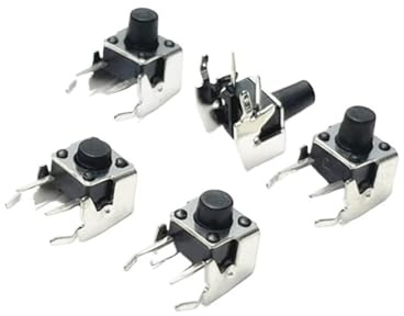 Lot de 20 boutons poussoirs tactiles momentanés PCB 6x6, 4 broches, interrupteur à réinitialisation automatique, angle droit, avec support, 6 x 6 x 4,3/4,5/5/6/7/7,5/8/9/10 mm(6X6X6MM)