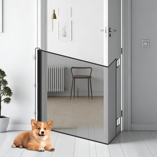 Treppenschutzgitter Ausziehbar, Bohrfreies Baby Absperrgitter Schutzgitter Treppe für Kinder, Katzen und Hunde, Geeignet für Küche, Treppe, Balkon & Schlafzimmer (Schwarz, 180CM)