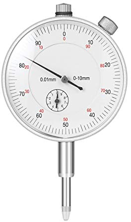 UEETEK Mechanische Messuhr Sondenanzeige Zifferblatt Test Messbereich 0-10mm Dial Test Indicator (Silber)