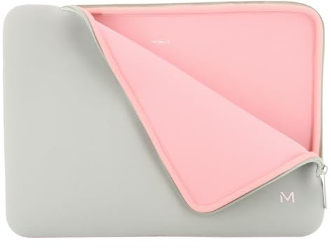 MOBILIS Housse en Néoprène pour Ordinateur Portable 14-16, Sac Pochette Protection PC/Notebook/Ultrabook jusqu'à 16, Laptop Sleeve 15.6, Gris/Rose