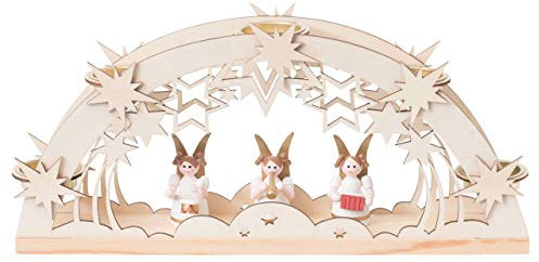 OBC Schwibbogen für echte Kerzen/Kapelle mit Engel Natur/Lichterbogen Kunsthandwerks-Stil, handgefertigt/Deko zu Weihnachten