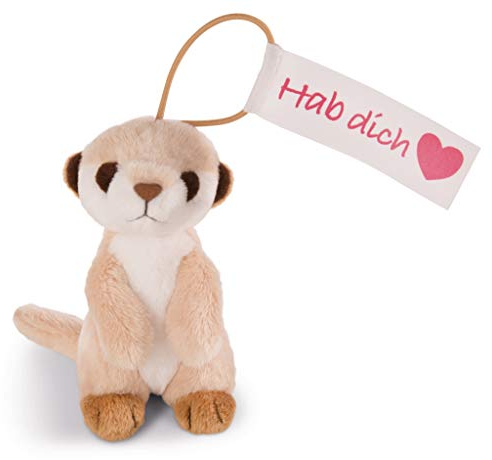 NICI 42781 Anhänger Erdmännchen hab Dich lieb mit elastischer Schlaufe, 11 cm, beige/weiß