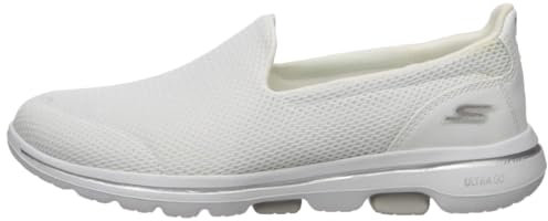 Skechers Women's GO Walk 5 Slip On Trainers, White, 7.5 UK