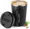 Smilatte 380 ml Trinkflasche Edelstahl, Auslaufsichere Thermobecher Thermosflaschen Kaffee to go Becher Tassen Kaffeebecher Wasserflasche mit Deckel, schwarz
