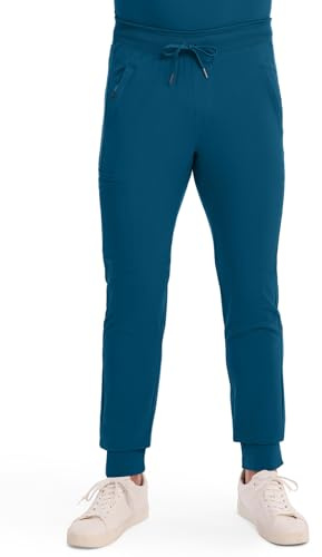 Cherokee CK004A - Pantalón de tiro medio para hombre con bolsillos de cargo y cremallera, tejido elástico de 360 grados con tecnología PROTX2 de absorción de humedad, Azul Caribe, Medium