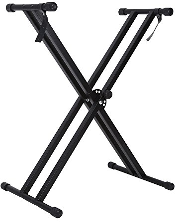 Portable Adjustable Electronic Piano Stand, X Style Double Braced Keyboard Stand Rack, Electric Organ Holder Adjustable Height with 7 Level Gears, Stable Non-slip Iron Structure Keyboard Holder Rack