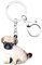 WEVENI Acryl-Schlüsselanhänger mit Mops-Motiv, Schmuck für Damen und Mädchen, Geldbörse, Zubehör, Kammern, Mops-Hund E, 43mm x 36mm