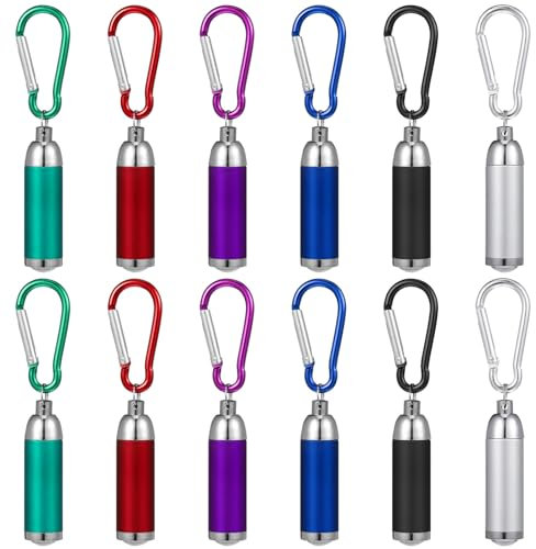 Garneck 12 Stück Mini Kleine Schlüsselbund Taschenlampe Camping Taschenlampe Mini Taschenlampe Legierung Taschenlampe Kletterhaken Führte Schlüsselbund zum Wandern im Freien