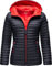 MARIKOO Asraa Veste demi-saison légère avec capuche pour femme XS à 3XL, bleu marine, M