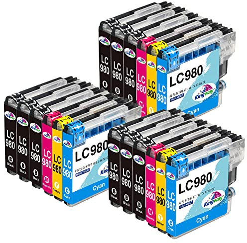 KINGWAY LC1100 LC980 Druckerpatronen Kompatibel für Brother LC1100 LC980 Patronen für Brother DCP-145C DCP-163C DCP-165C DCP-167C DCP-185C DCP-195C DCP-365CN DCP-373CW DCP-375CW (18 Pack)