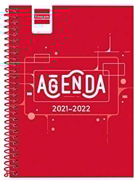 Finocam – Kalender Cool 2021/2022, Wochenansicht, September 2021 bis Juni 2022, 10 Monate, Juli/August als Übersicht, 8º - 120 x 162 mm (klein), Rot, Spanisch, 64500022