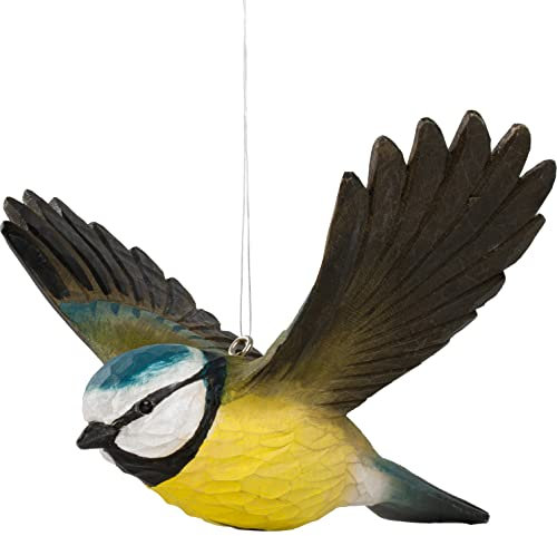 WILDLIFEGARDEN Wildlife Garden WG4441 DecoBird Fliegender Blaumeise - Handgeschnitzter Dekorative Vogel aus Holz - Fliegende Vögel