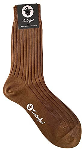 Coolorfool Calzini filo di Scozia di lusso da uomo e da donna - 100% cotone pregiato marrone nocciola T38/40
