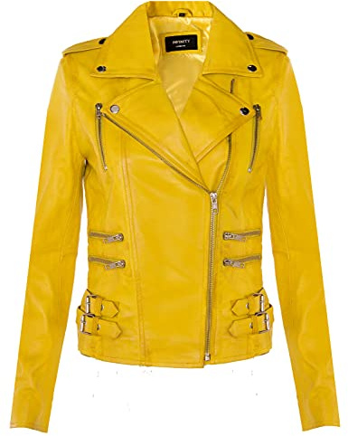 Infinity Leather Damen Retro 100% Nappaleder Bikerjacke