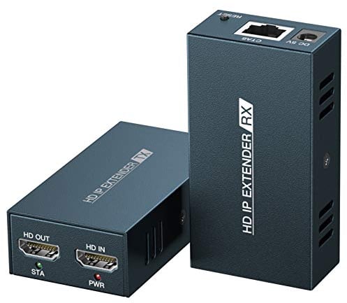 PWAYTEK HDMI Extender 500ft über Single Cat5e/6, über IP/TCP EIN bis mehrere Monitore per Ethernet-Switch, Full HD 1080P@60Hz Video Extended